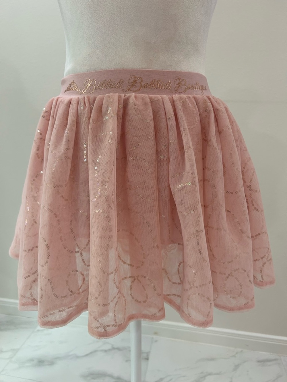 Disney Bibbidi Bobbidi Boutique Girls' Pink Sequin Tulle Skirt, S